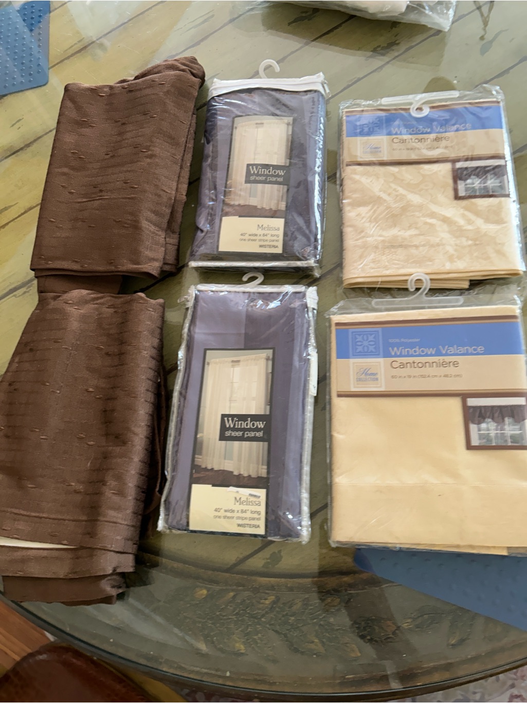 Packaged Window Valances In Cream (Set) Shears, And Curtains